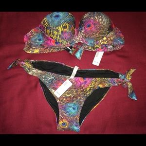 Peacock patterned bikini